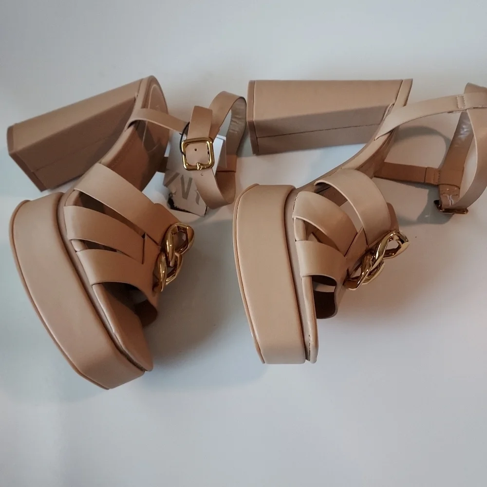 Zara Strappy Chunky Platform Heel Sandals